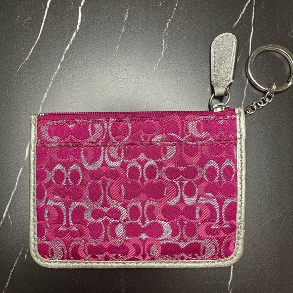 Coach Accessories - Coach Pink Signature Jacquard Card Holder / Coin Pouch | Y2K